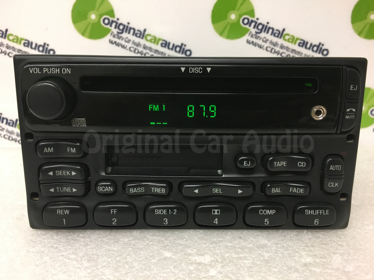 1998 - 2005 Ford Lincoln Mercury OEM Single CD  AM FM Radio WITH ADDED AUX and Bluetooth Adapter
