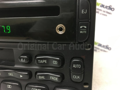 1998 - 2005 Ford Lincoln Mercury OEM Single CD  AM FM Radio WITH ADDED AUX and Bluetooth Adapter