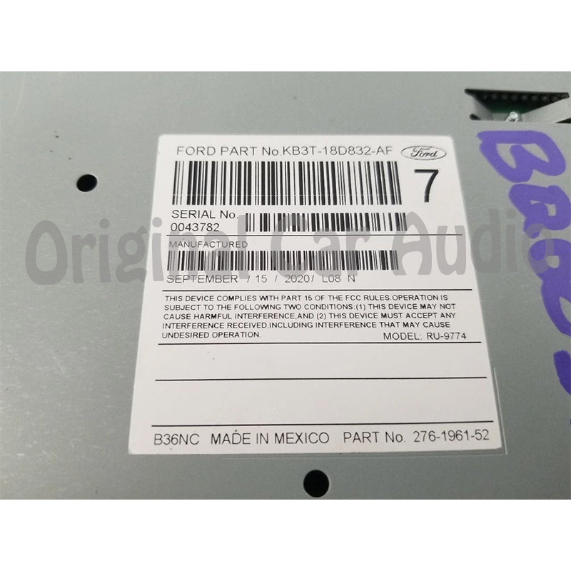 2019-2023 FORD RANGER STX  w/voice recognition Sync RADIO AUDIO RECEIVER AM-FM KB3T18D832AF