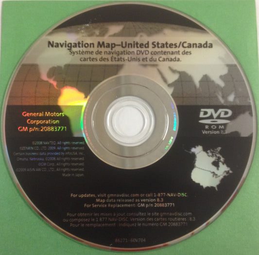GM Satellite Navigation System CD 20883771 Version 8.3