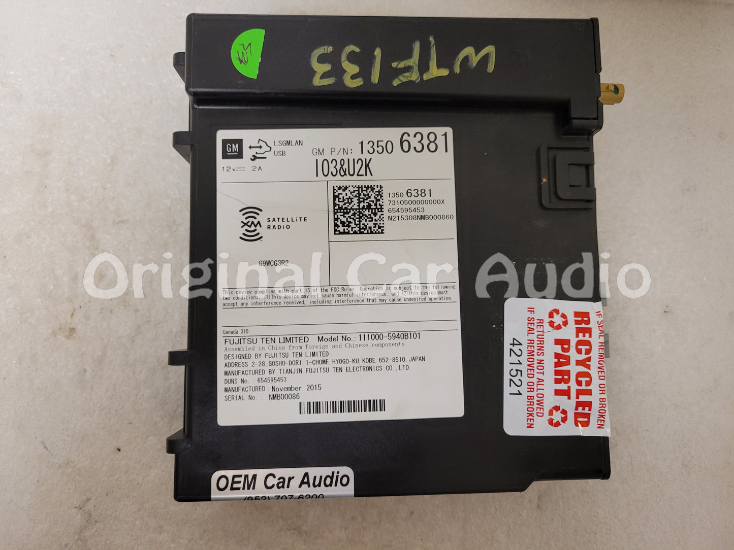 2015 - 2016 Chevrolet Impala OEM AM FM XM Digital Audio Radio Tuner Module