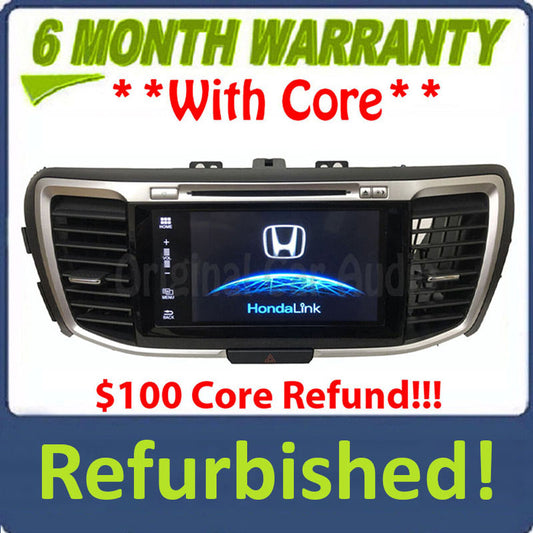Refurbished 2016 - 2017 Honda Accord OEM Touch Screen Navigation Single CD AM FM SAT Bluetooth Radio Media Receiver