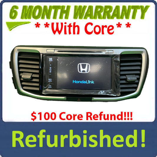 Refurbished 2016 - 2017 Honda Accord OEM Touch Screen Single CD AM FM Bluetooth Radio Media Receiver