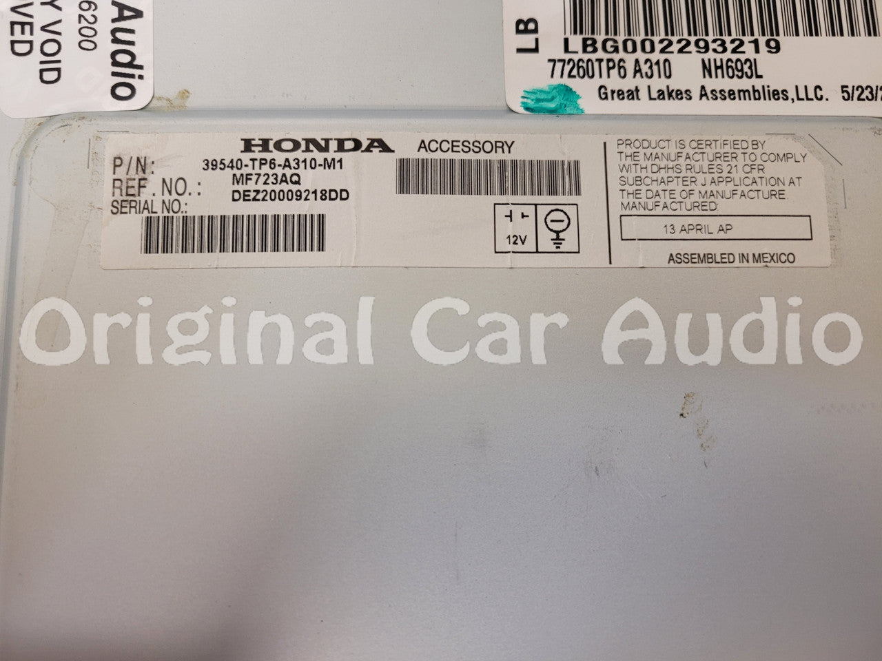 2013 - 2015 Honda Crosstour OEM AM FM CD Player Touchscreen Radio With Bezel