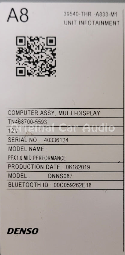 2018 - 2020 Honda Odyssey Elite OEM Computer Multi Display Module