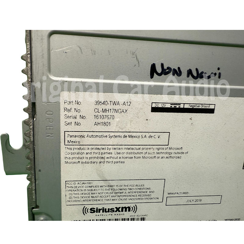 2018-2020 OEM Honda Accord Radio receiver Audio 39540-TWA-A12 EX EX-L Hybrid Replacement