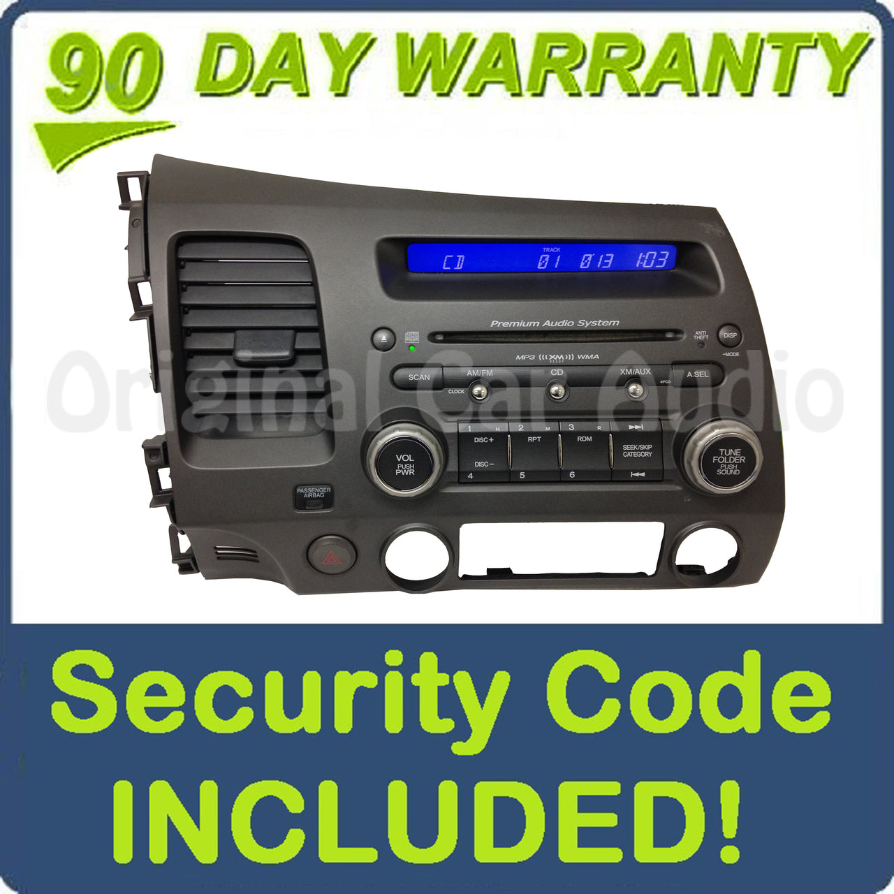 Honda Premium Audio System Radio MP3 CD Player XM 4PC0
