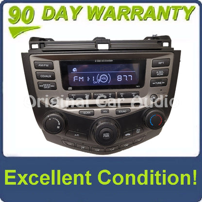 2003 - 2007 Honda Accord Radio AUX and 6  CD Changer LX EX 7BC1  39175-SDA-A120-M2 Faceplate ONLY