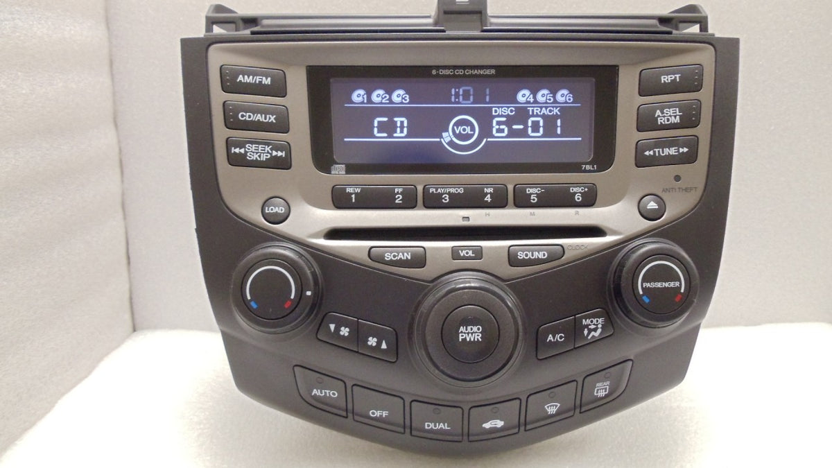 HONDA ACCORD Radio 6 Disc Changer CD Player Dual Zone Auto Climate Temp Controls 7BL1 2003 2004 2005 2006 2007