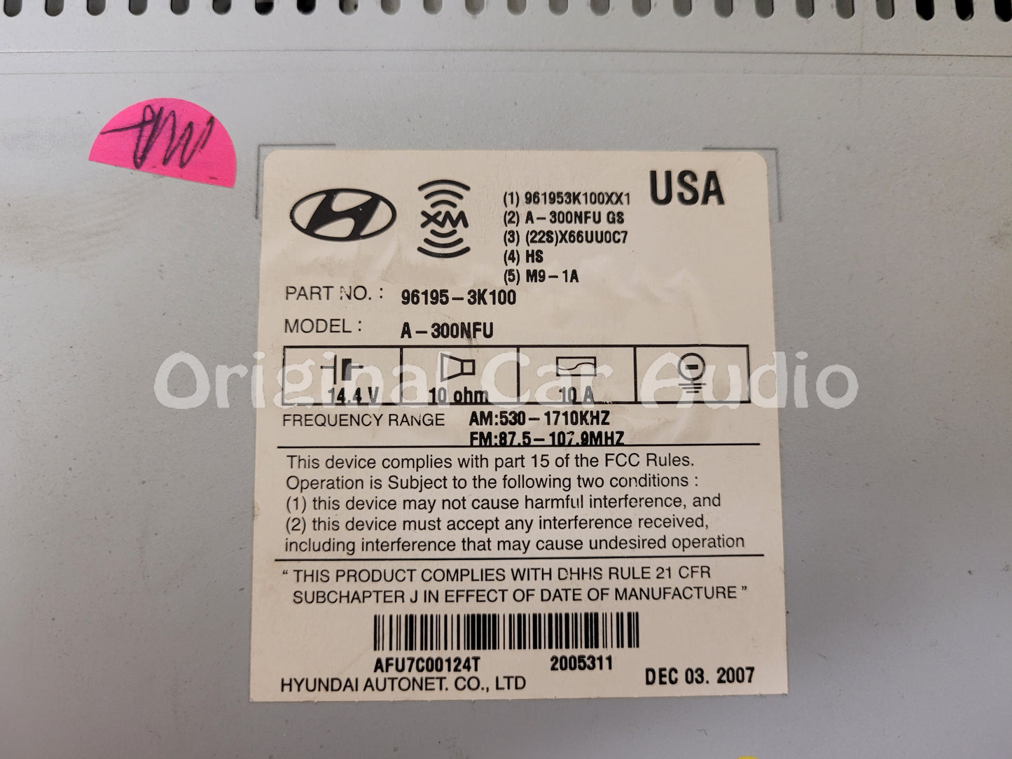 2007 - 2010 Hyundai Sonata OEM AM FM XM Radio 6 Disc Changer Player