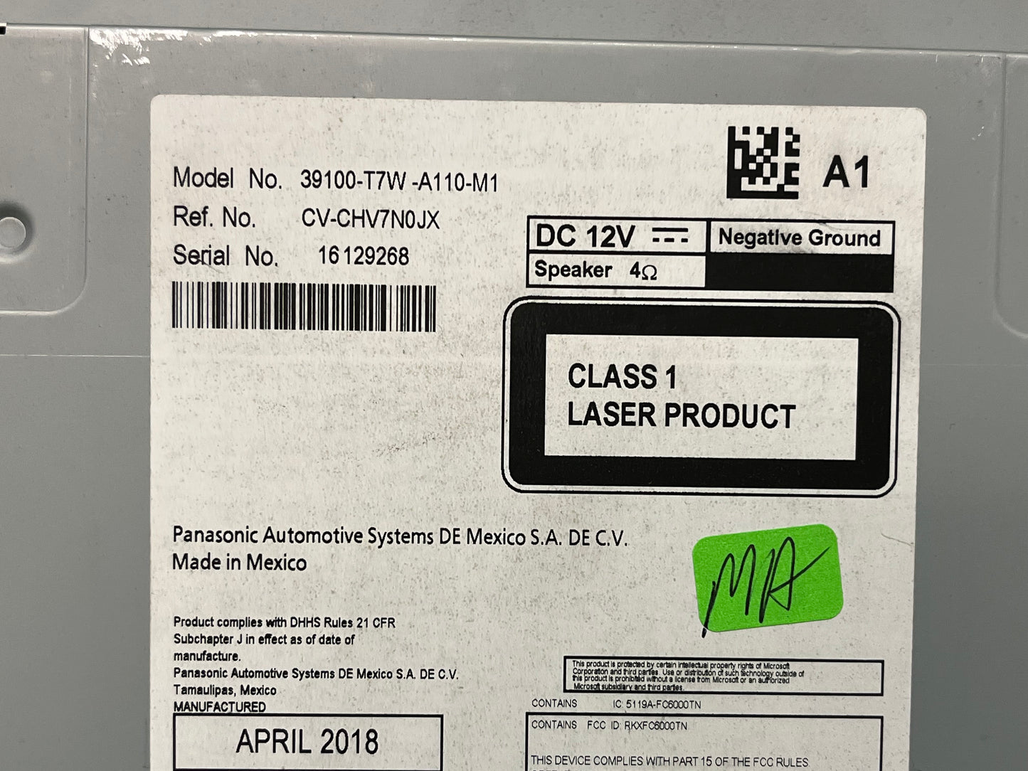 2016-2018 HONDA HR-V Radio Stereo Receiver 1XP9 OEM