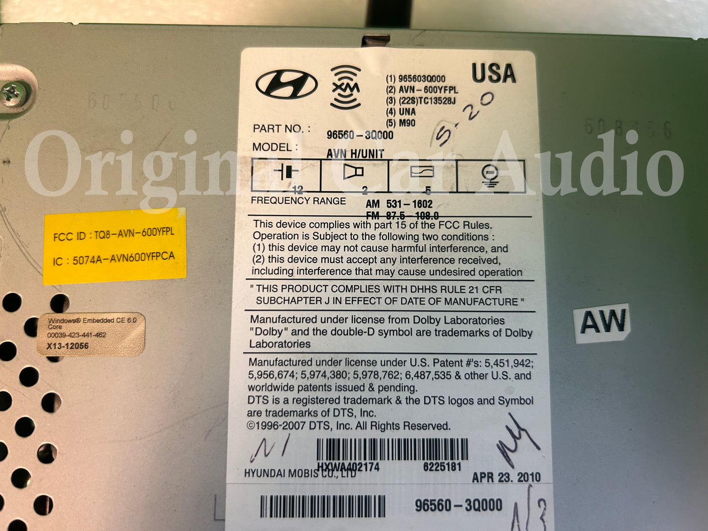 Refurbished 2011 - 2012 Hyundai Sonata OEM Navigation GPS Satellite XM Radio CD Player