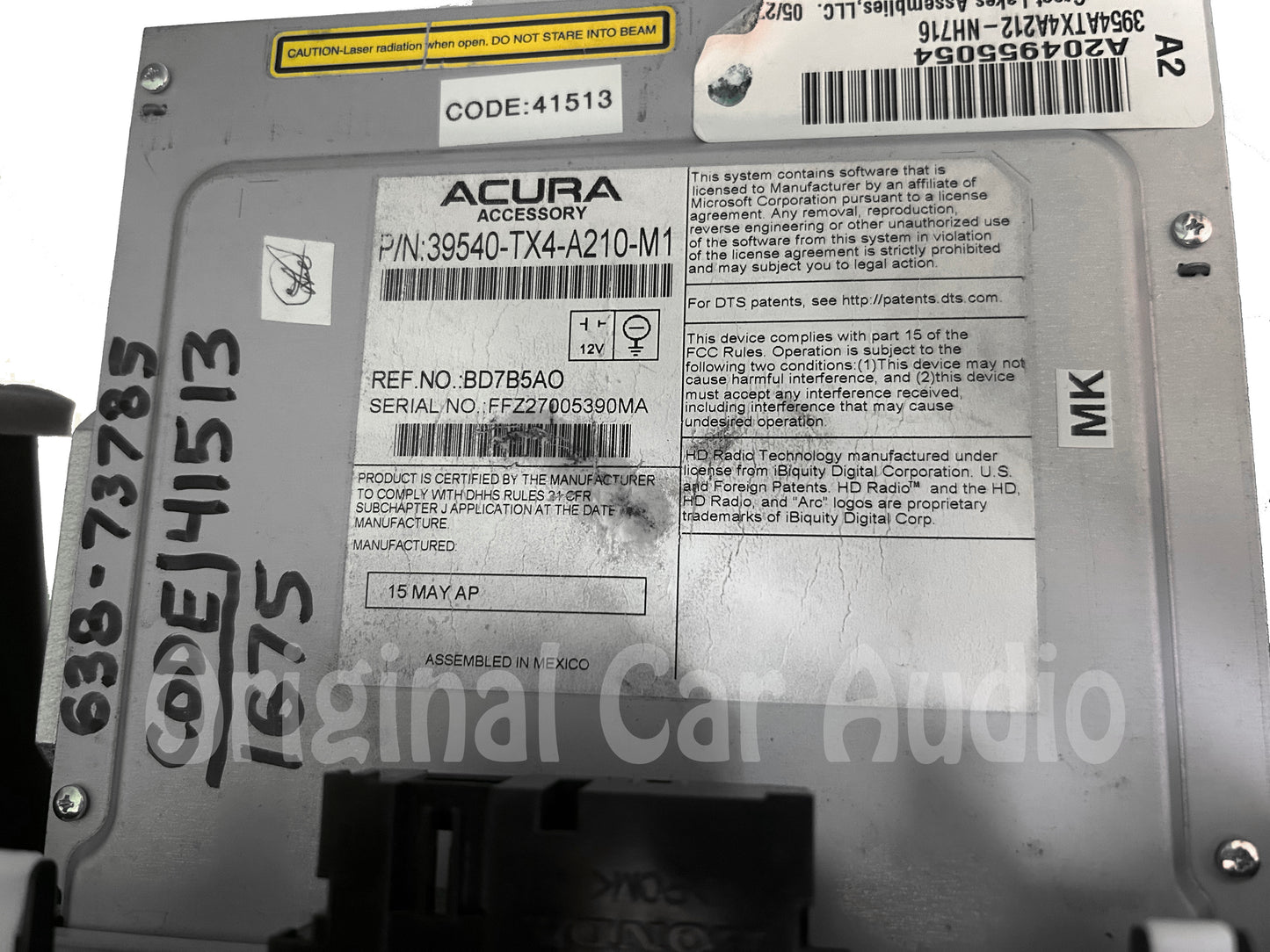 Refurbished 18 19 Acura RDX Navigation Screen CD XM Player Radio A/C OEM