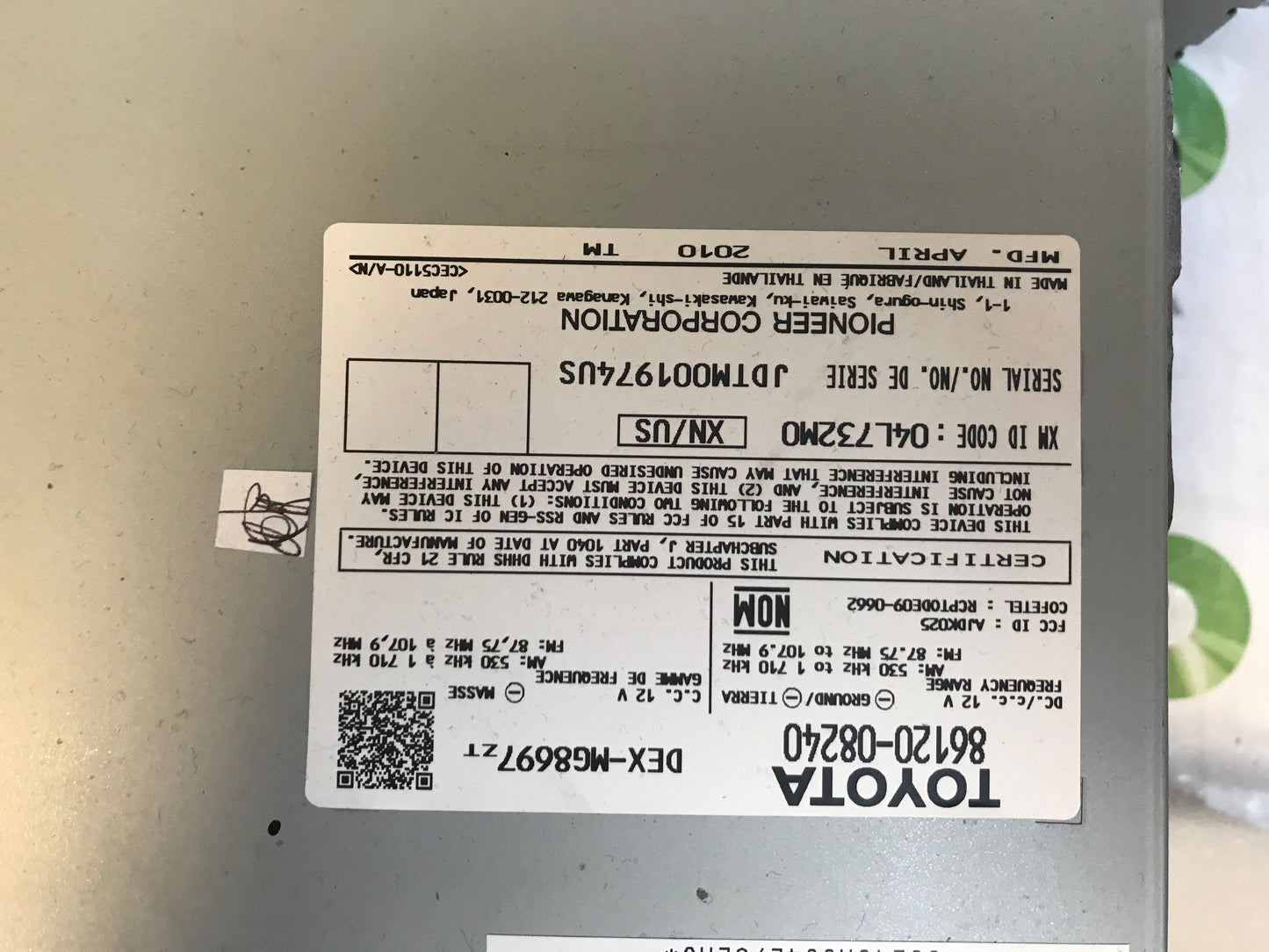 2011 - 2012 TOYOTA Sienna JBL OEM AM FM Radio CD Palyer Receiver P1844