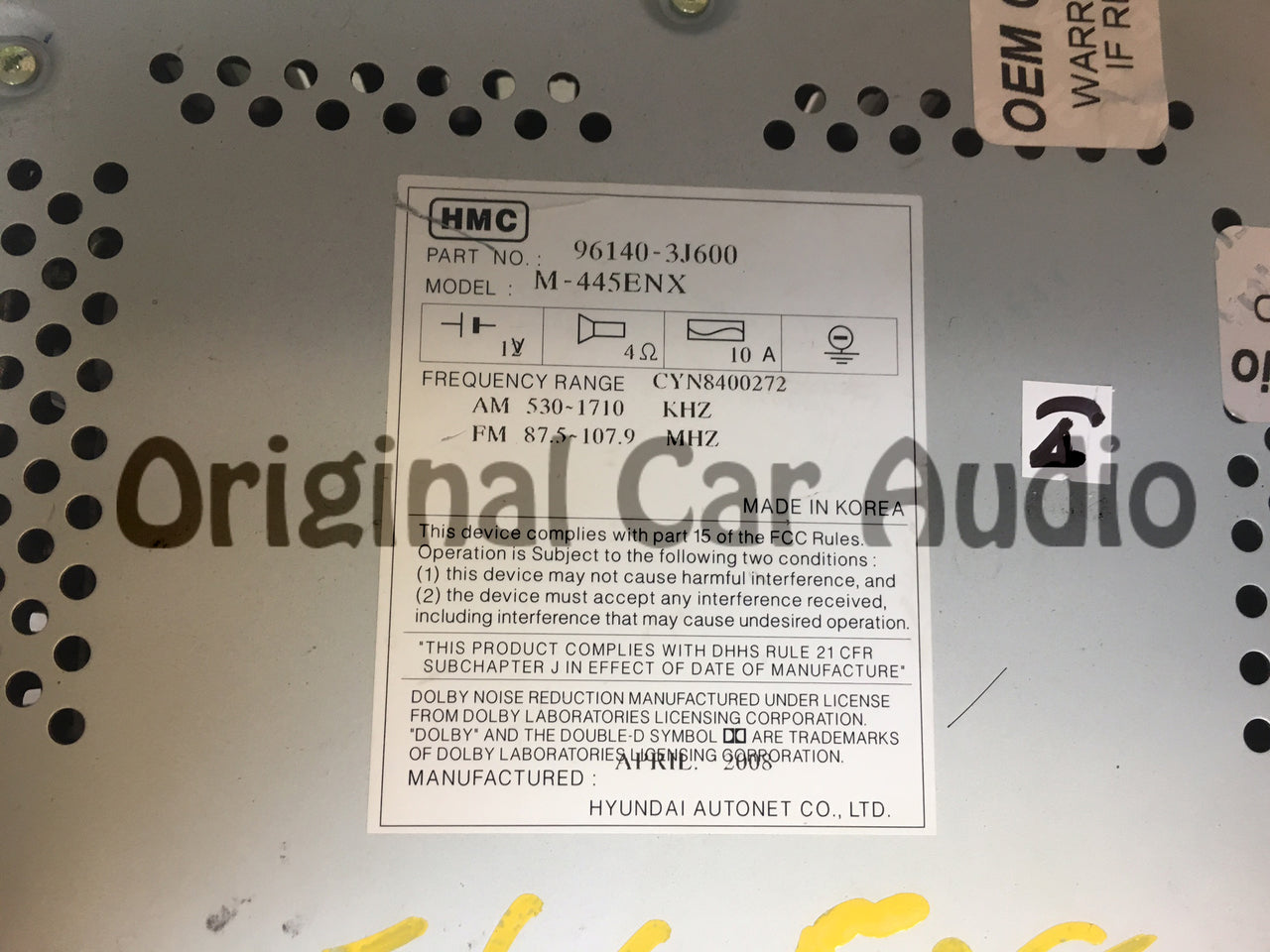 2006 - 2012 Hyundai Veracruz Single CD AM FM XM  Satellite Radio OEM