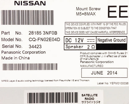 BRAND NEW 2013 2014 Nissan LEAF OEM Radio Stereo XM Bluetooth 4.3" color screen MP3/WMA CD Player 28185 3NF0B