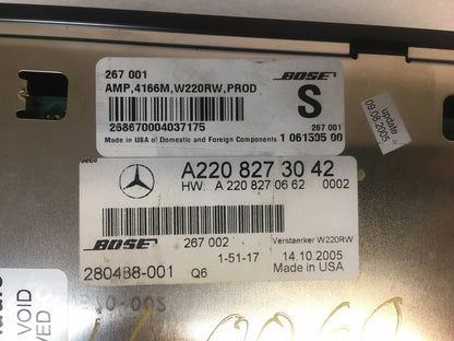 Mercedes Benz W220 BOSE AMP AMPLIFIER A2208205589 S430 S500 S55 S65