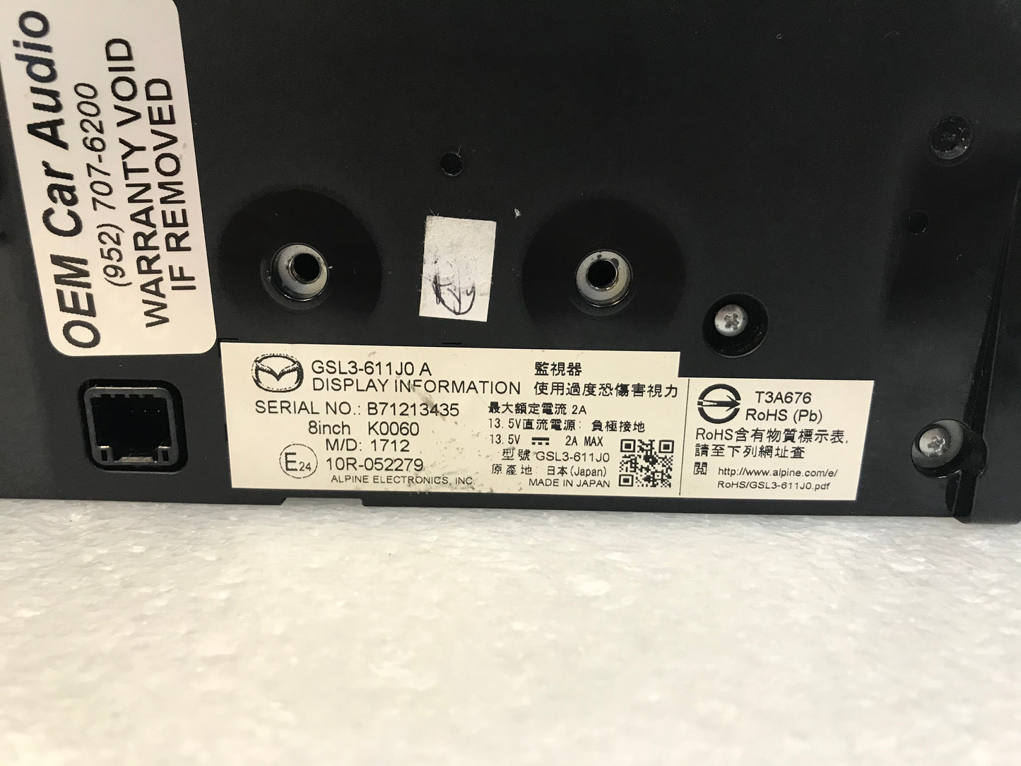 BLEMISHED 2018-2020 Mazda 6 OEM Information Radio Display Screen 7"