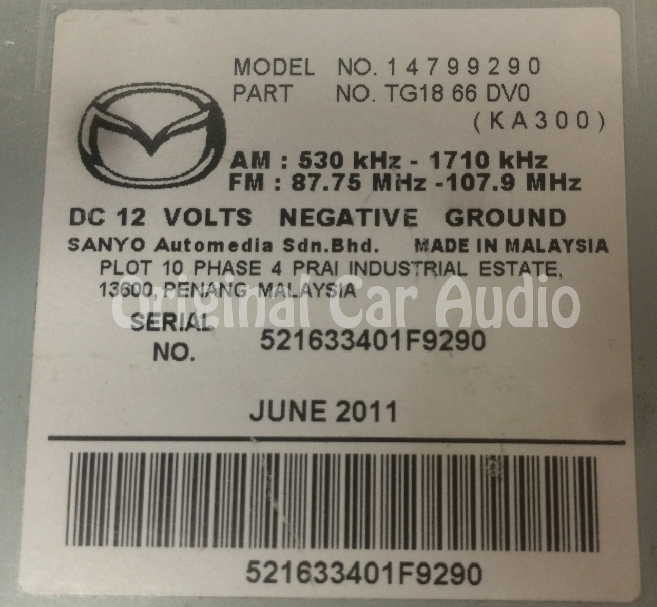 2011 2012 Mazda CX-9 OEM NAVIGATION  CD  Radio Touch Screen LCD Display System