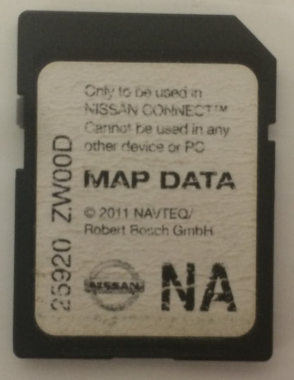 Nissan SD Map CARD OEM NAVTEQ 25920 ZW00D