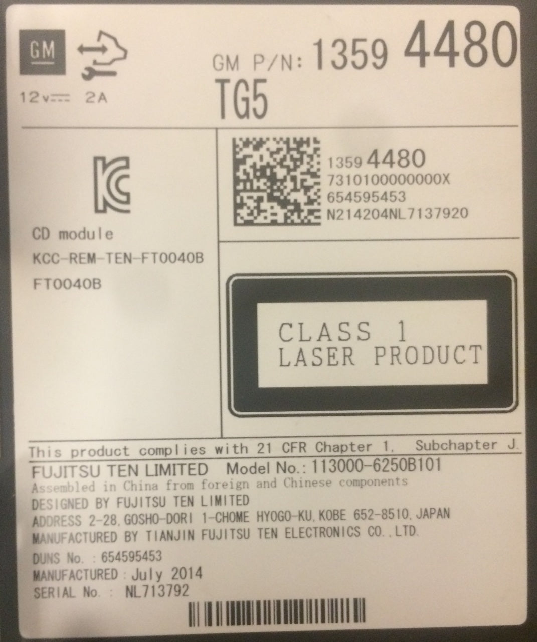 2015 2016 Buick Chevy GMC OEM Single CD MP3 Player  13594480