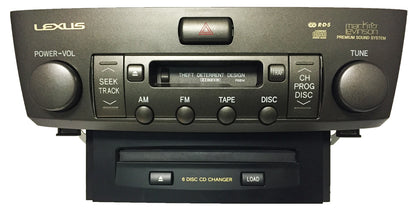 01 02 03 04 LEXUS LS430 Radio Cassette Tape Player 6 Disc Changer CD Player Stereo P6814 OEM 86120-50590 2001 2002 2003 2004