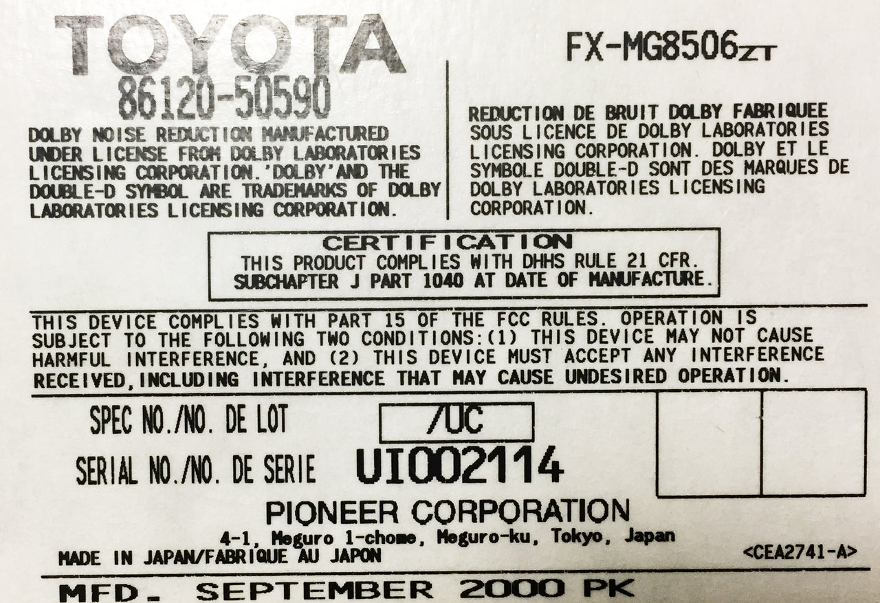01 02 03 04 LEXUS LS430 Radio Cassette Tape Player 6 Disc Changer CD Player Stereo P6814 OEM 86120-50590 2001 2002 2003 2004