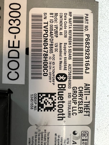 2017 - 2020 Jeep Compass OEM VP2 Uconnect 5.0 AM FM SAT Bluetooth Multi Media Radio Receiver