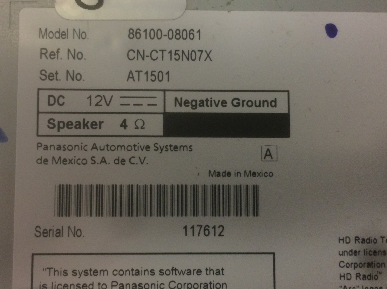 2015 - 2016 Toyota Sienna OEM Navigation Touchscreen XM CD Player Receiver 510157, 86100-08061