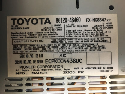 2004 - 2006 Lexus RX330 RX350 Radio 6 CD Player LEVINSON 86120-48460, P6848