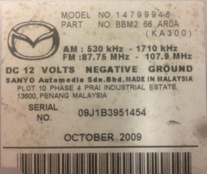 2010 2011 2012 2013 Mazda 3 OEM Radio SAT XM Single CD CHANGER
