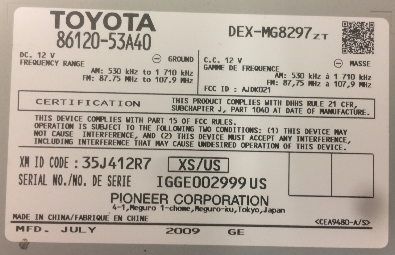 2010 - 2012 Lexus IS250 OEM AM FM Radio Stereo CD Player Receiver P1839