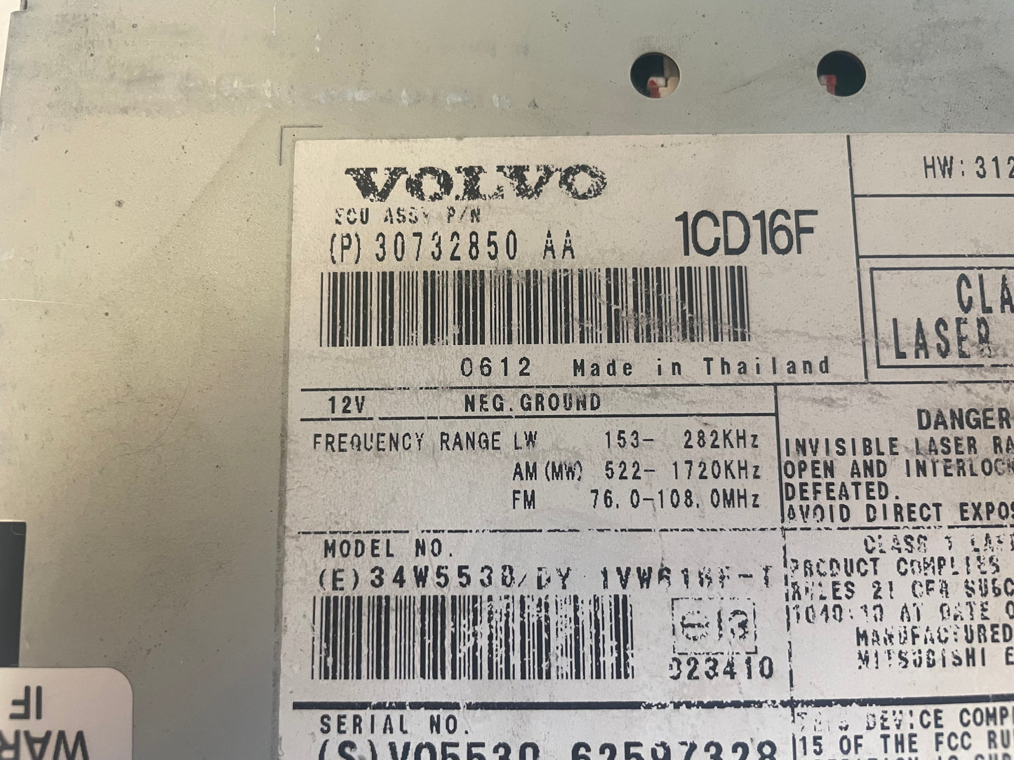 07-12 Volvo C30 C70 S40 V50 OEM CD Player Radio Receiver