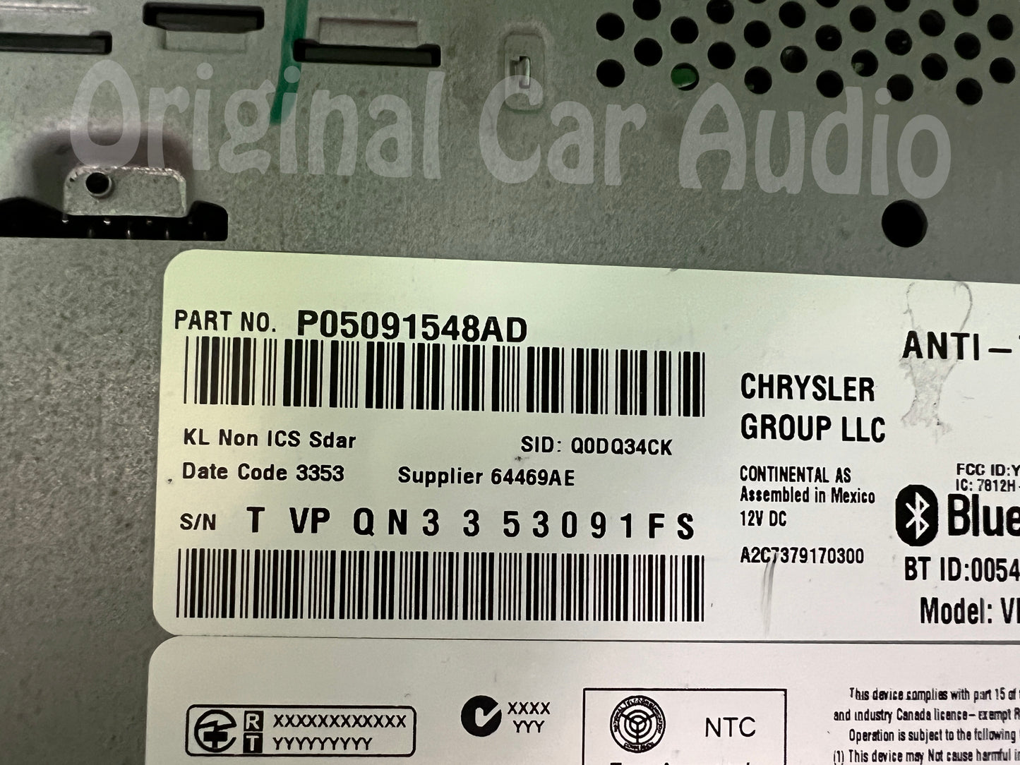 2014 - 2017 Jeep Cherokee KL OEM Multi Media AM FM Sat Bluetooth Radio Receiver VP2 RA2 XM