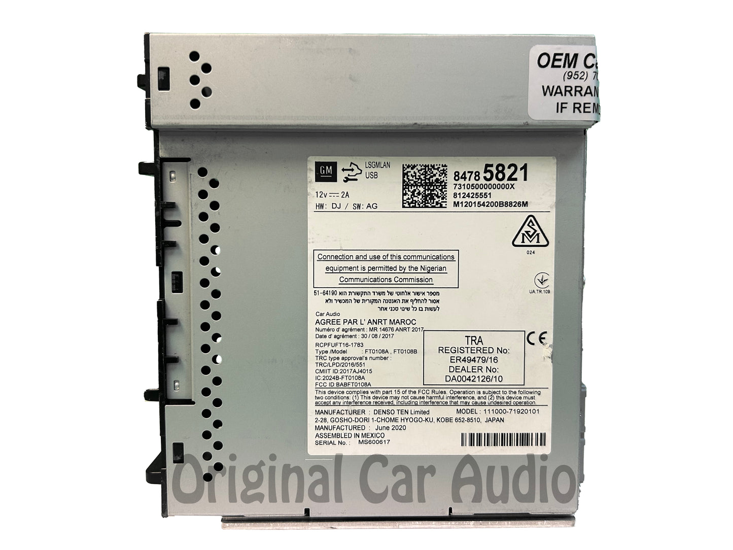 Pre-programmed 2020 - 2021 GMC Chevrolet OEM AM FM Radio Reciever Module Box