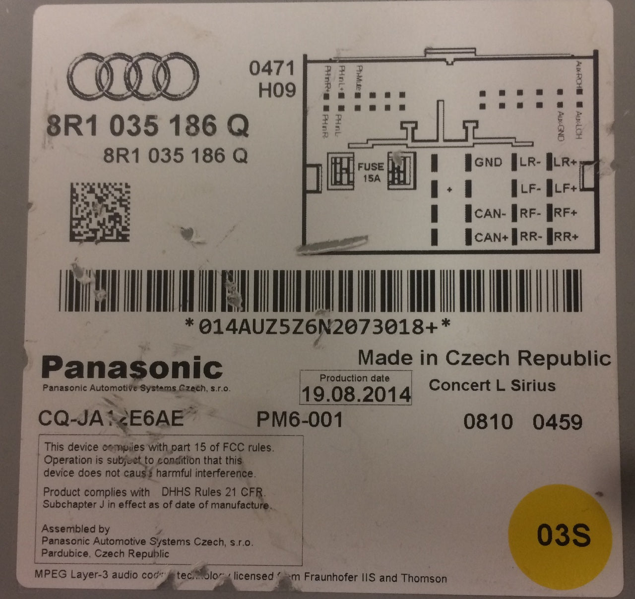 2013 2014 2015 2016 Audi A4 S4 OEM Radio CD Player Receiver