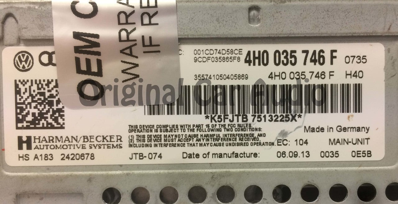 2011 - 2016 Audi S8 A8 OEM MMI Multimedia CD Player SD1 SD2 SIM Control Unit
