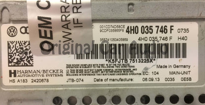2011 - 2016 Audi S8 A8 OEM MMI Multimedia CD Player SD1 SD2 SIM Control Unit