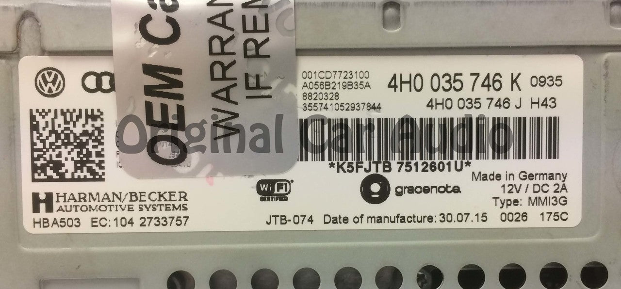 2011 - 2016 Audi S8 A8 OEM MMI Multimedia CD Player SD1 SD2 SIM Control Unit