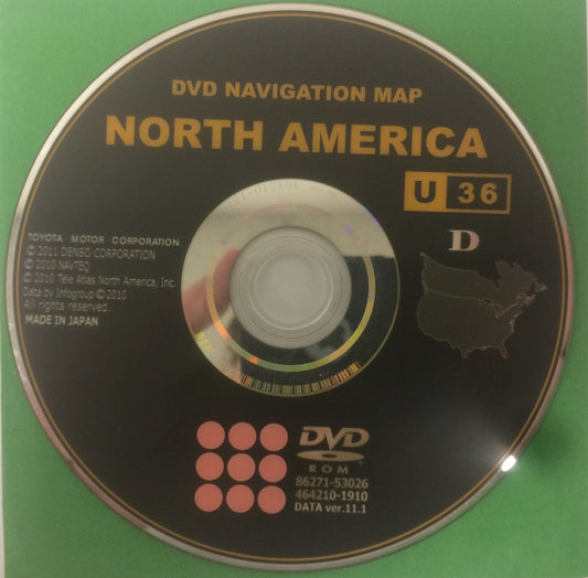 Toyota Lexus Navigation Map DVD 86271-53026 Data Ver. 11.1 U36