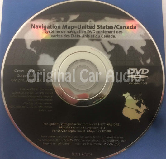 GM Satellite Navigation System GPS DVD Drive Disc 22925280 Version 10.3