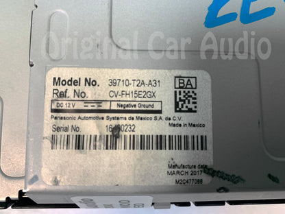 2016 - 2017 Honda Accord OEM Media Information 8" Upper Display Screen