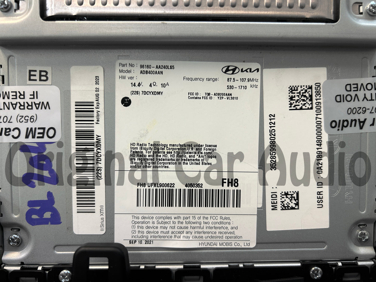 2021 -2023 Hyundai Elantra OEM Radio Display HD SXM AM FM Receiver Bluelink