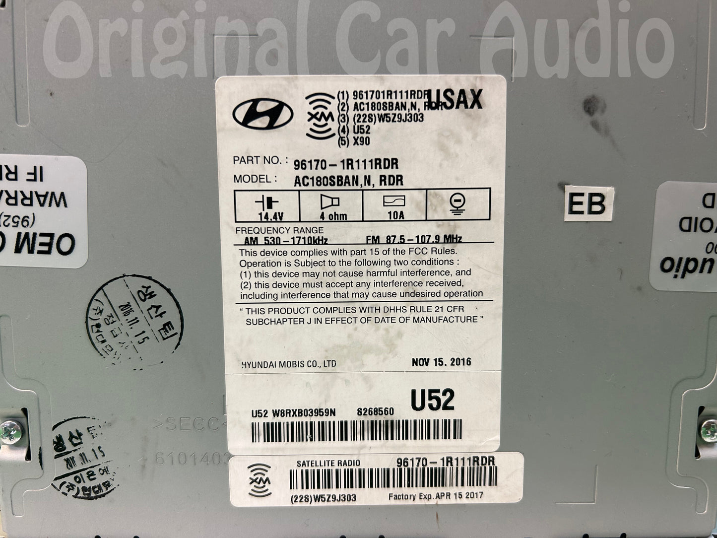 Refurbished 2015 Hyundai Accent Factory OEM XM Radio MP3 and CD player