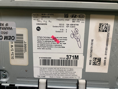 2021 - 2023 KIA K5 OEM RADIO RECEIVER 10.25" TOUCH SCREEN DISPLAY
