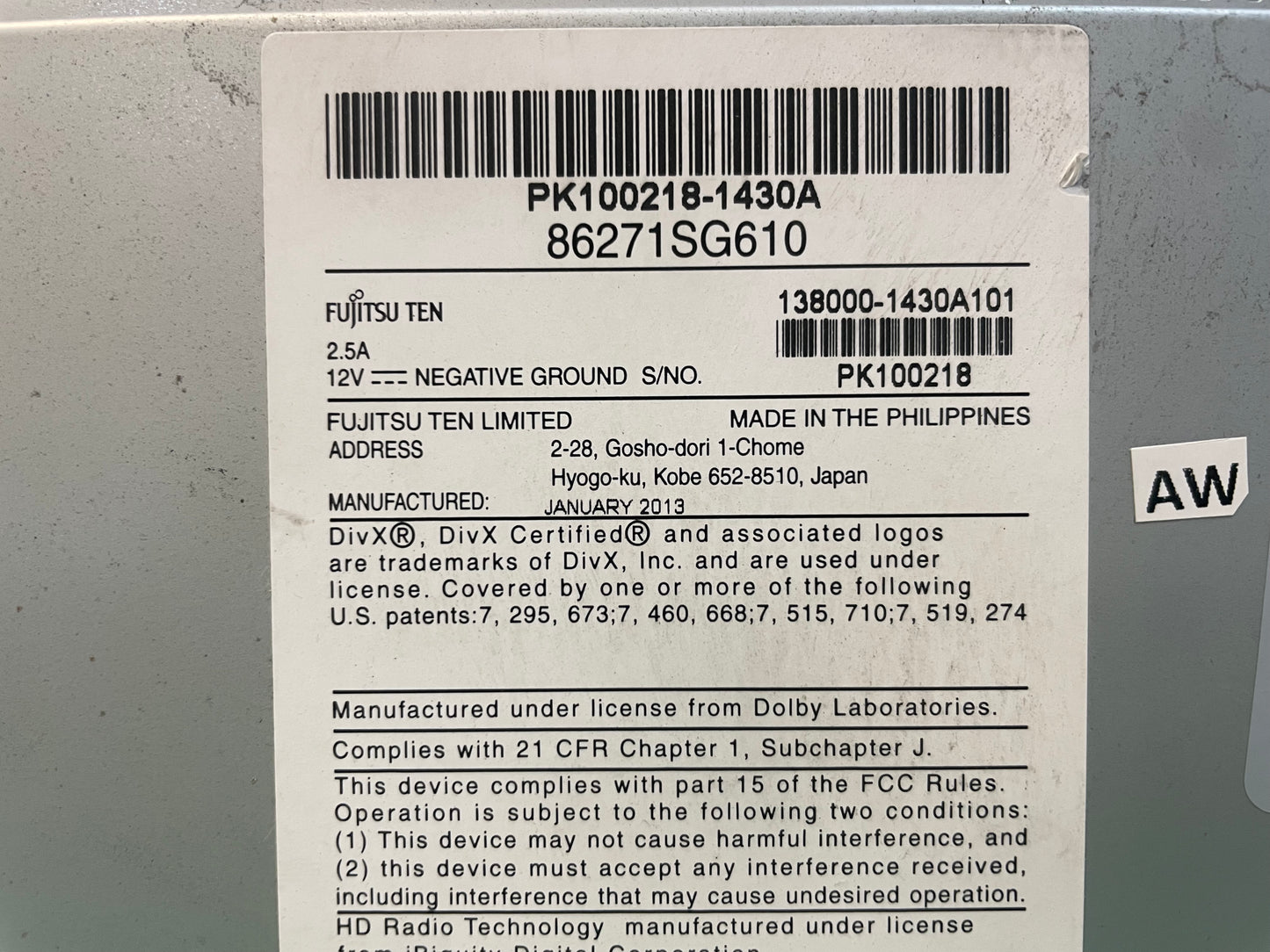 Refurbished 2014 - 2016 Forester OEM Harman Kardon Premium Sound Navigation GPS Multimedia Bluetooth Radio Receiver
