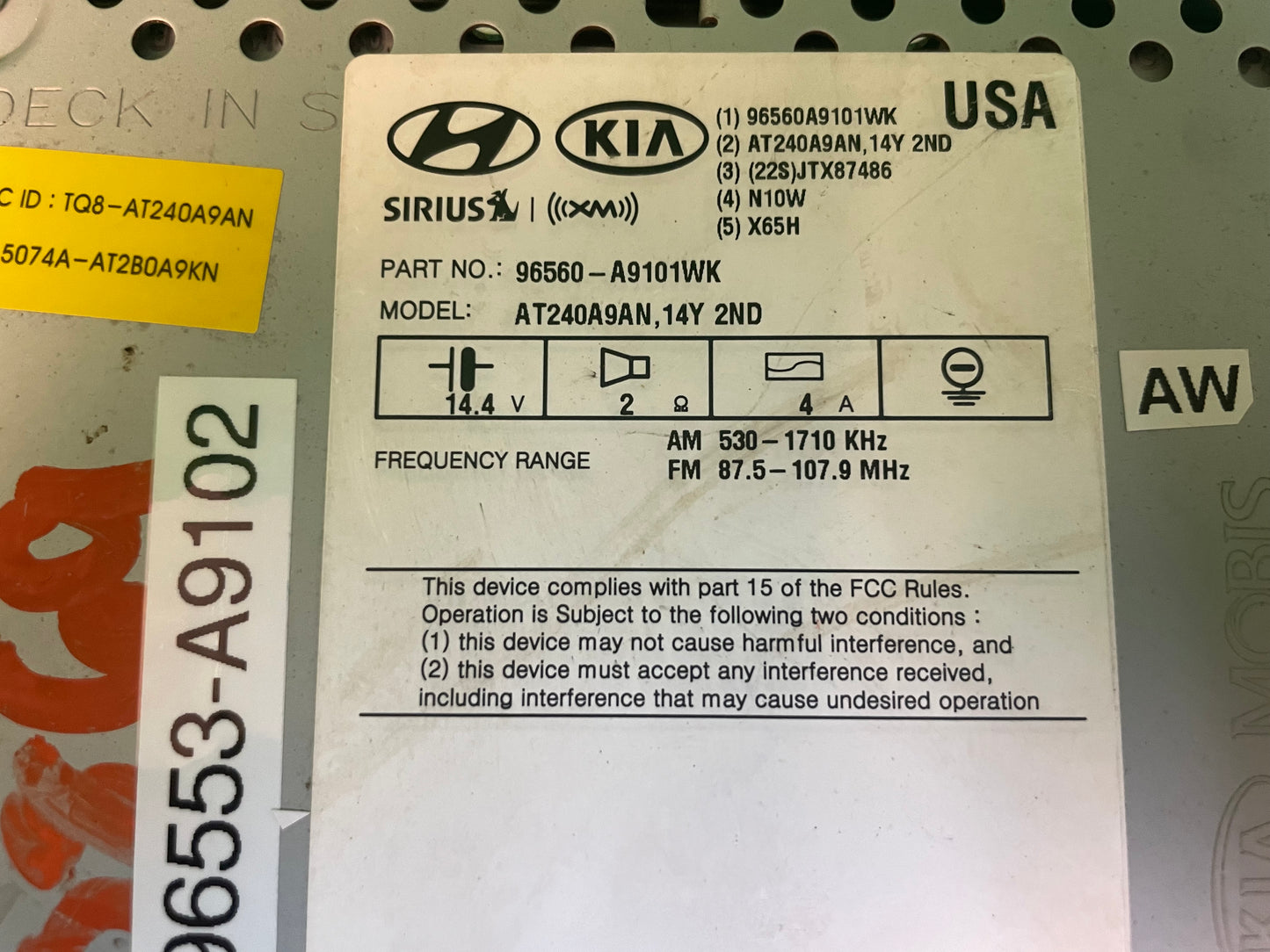 Reman 2015 - 2017 Kia Sedona OEM Infinity  Navigation Touch Screen HD Radio Receiver