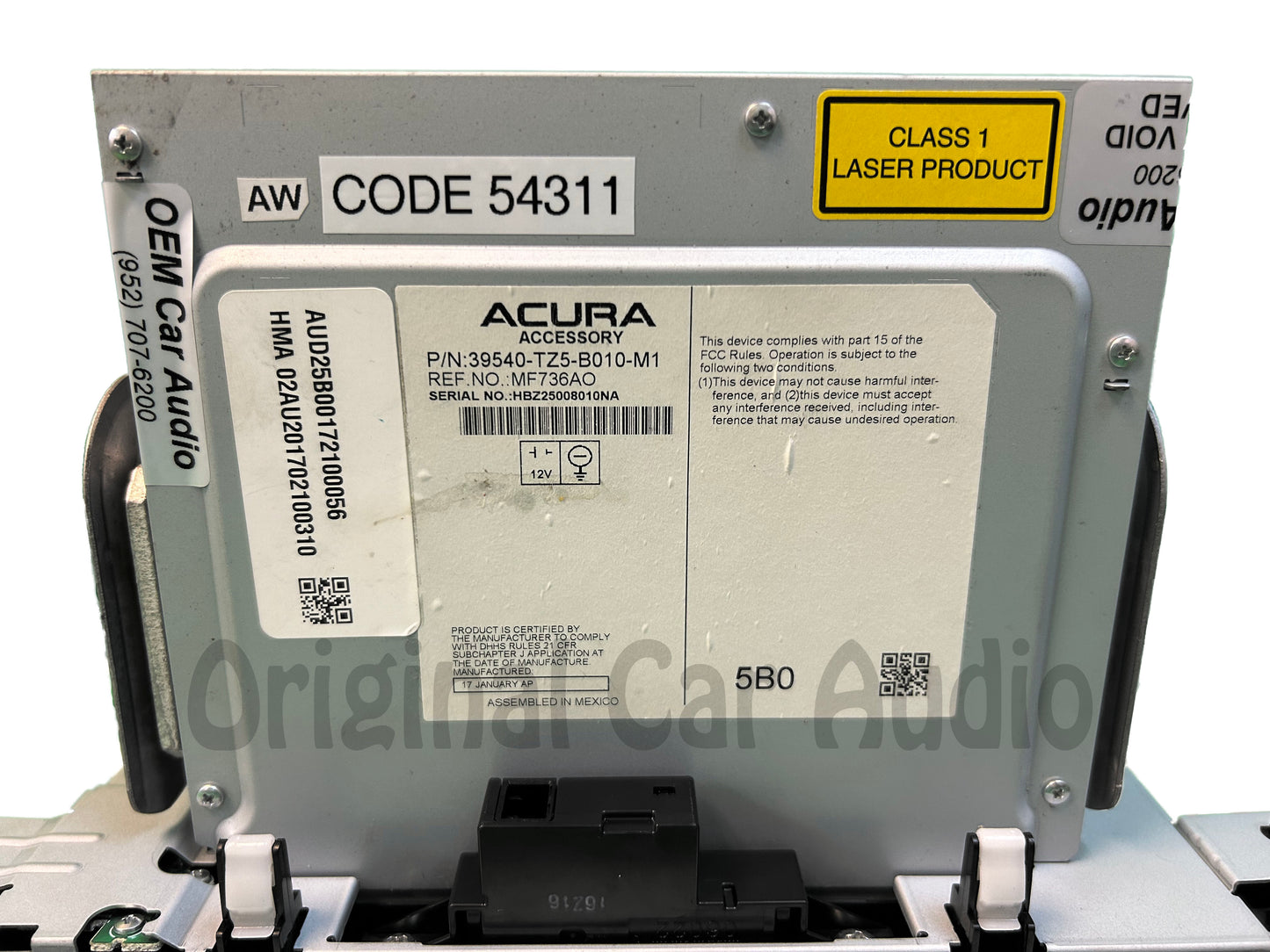 Refurbished 2016 - 2017 Acura MDX OEM Single CD AM FM Touch Screen Navigation Media Radio Receiver