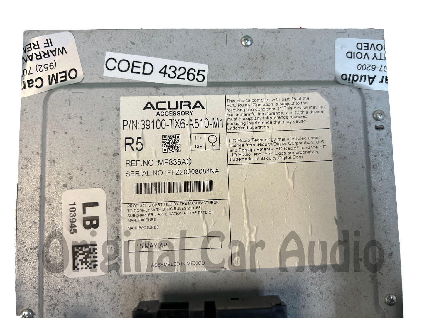 2016 - 2017 ACURA ILX OEM NAVIGATION GPS SINGLE CD TOUCH SCREEN DISPLAY RADIO MULTIMEDIA