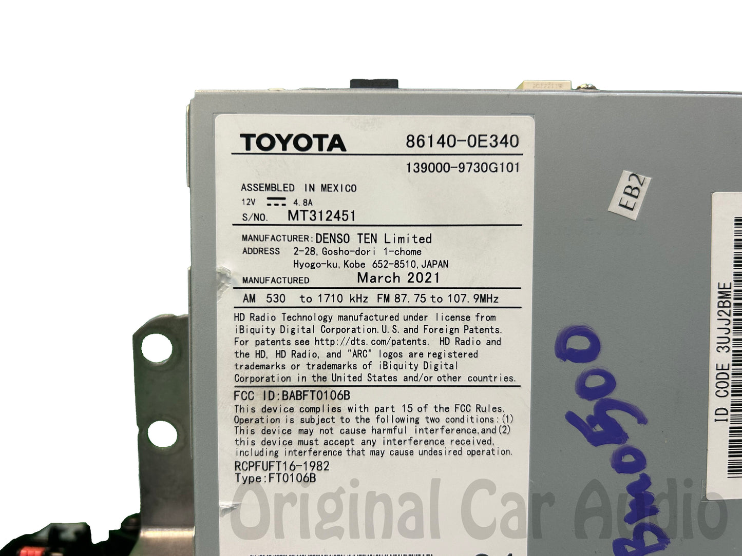 2020-2022 Toyota Highlander OEM AM FM Navigation Radio Display and Receiver